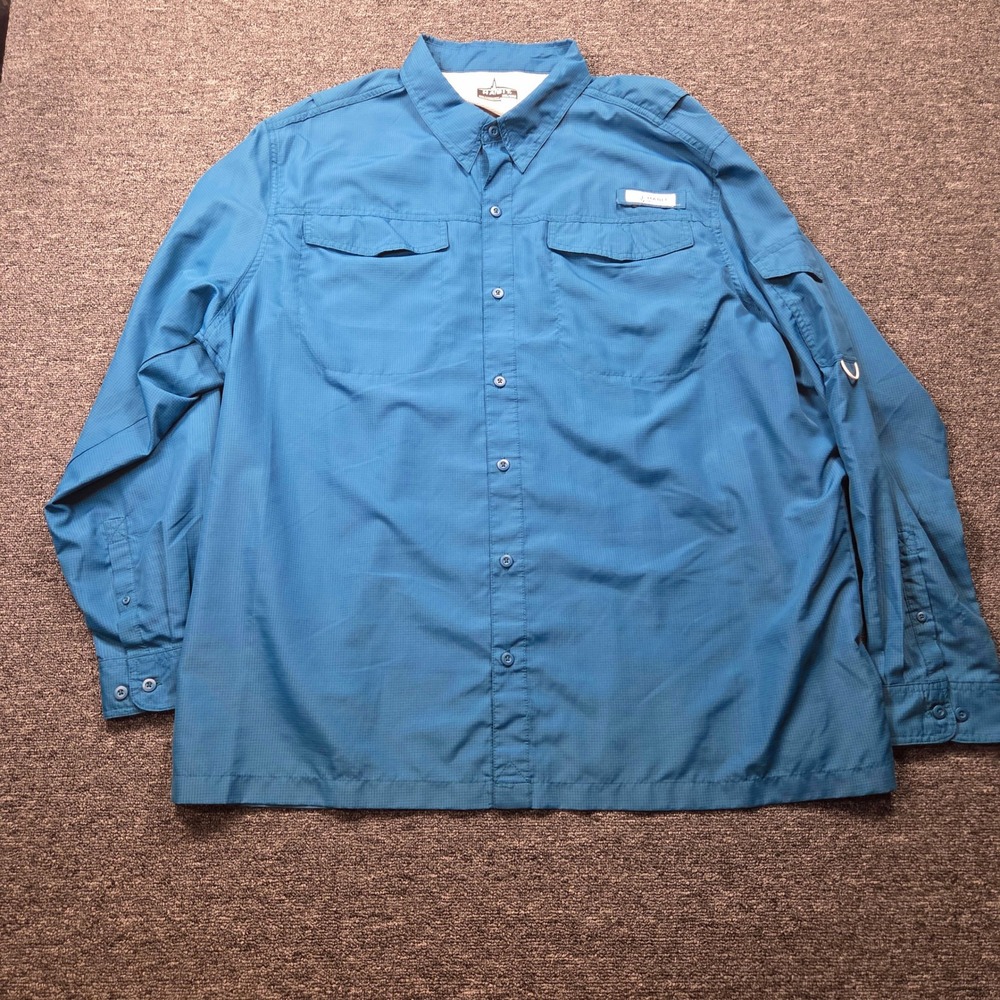 Habit Fishing Shirt Mens 2XL Blue Coral Long Sleeve UPF 40 Ripstop Performance
